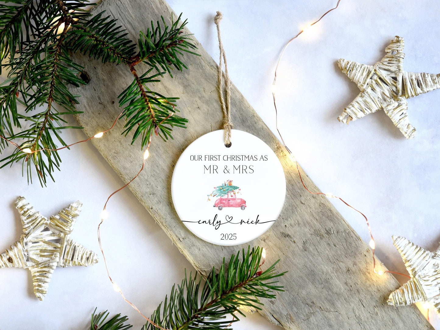 First Christmas as Mr & Mrs Car Ornament