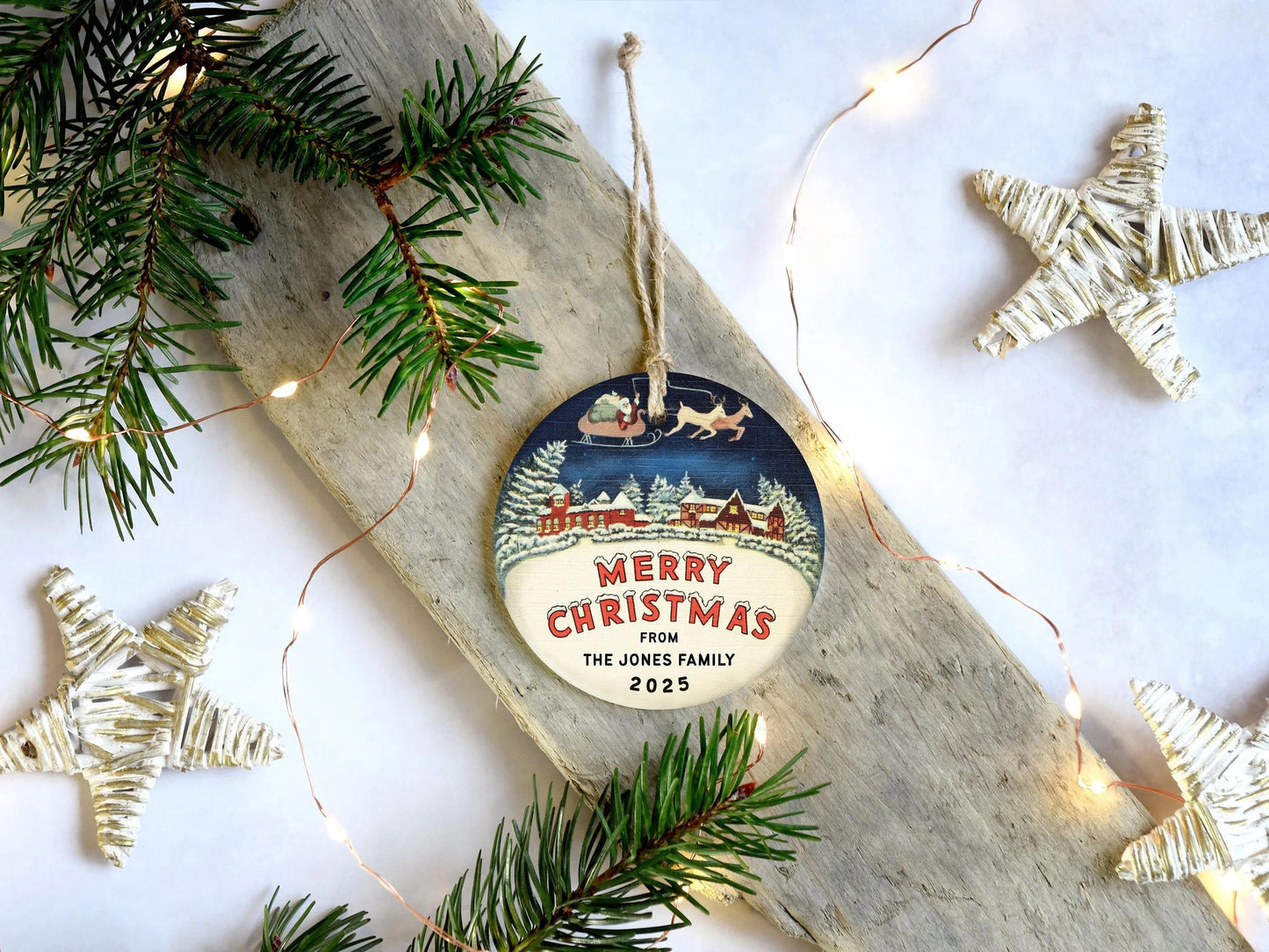 Retro Santa Family Ornament