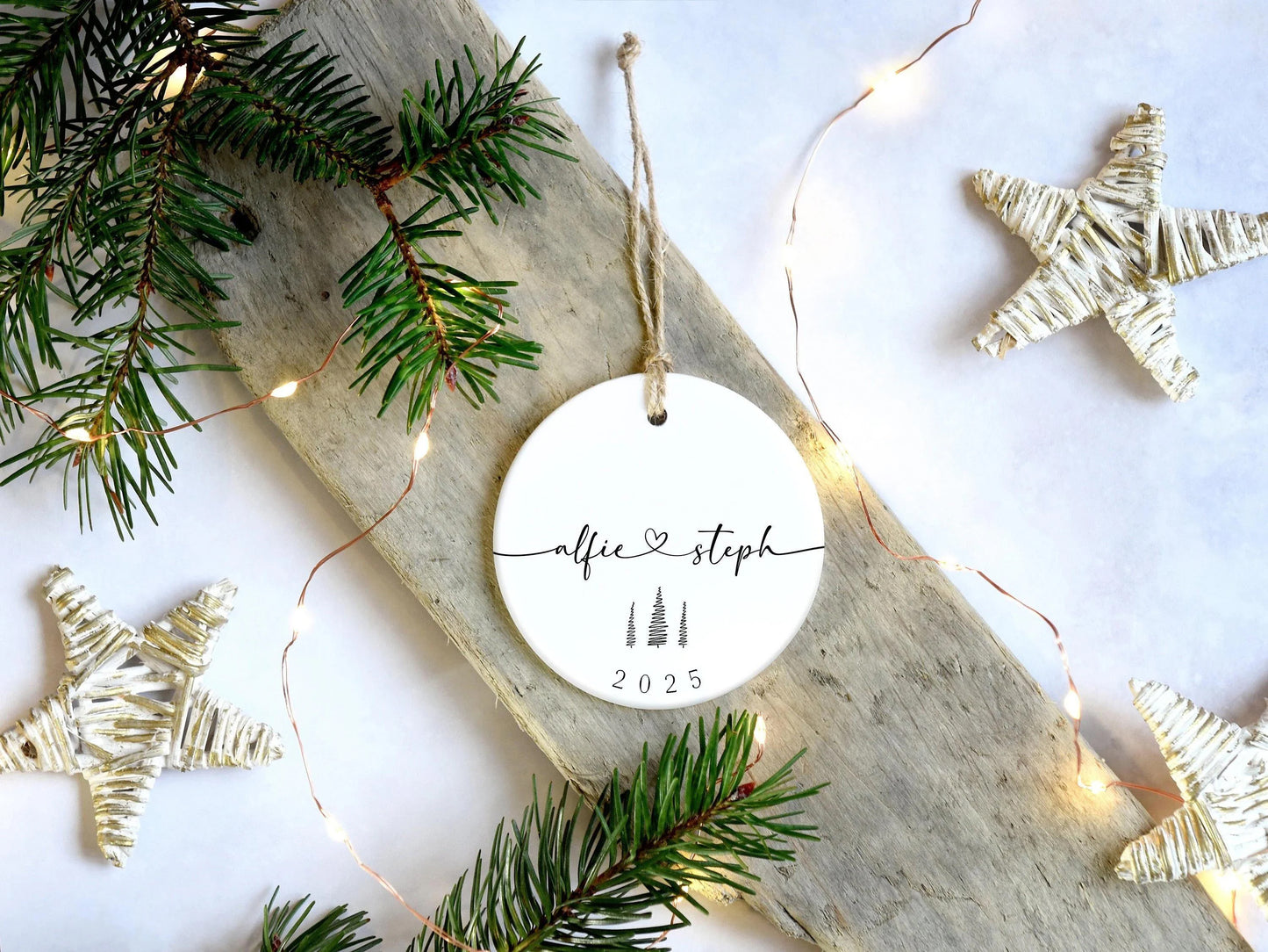 Couple Names Christmas Trees Ornament