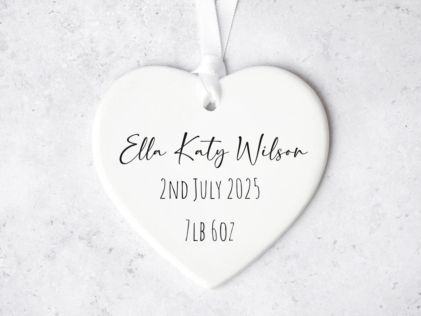 Baby Birth Stats Heart Ornament