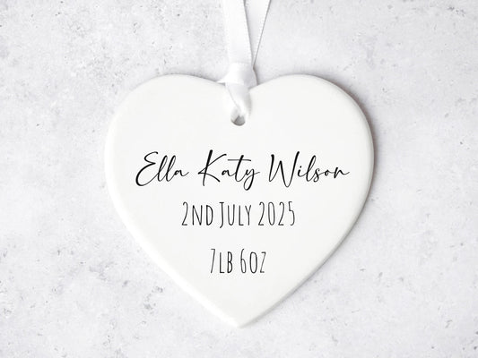 Baby Birth Stats Heart Ornament