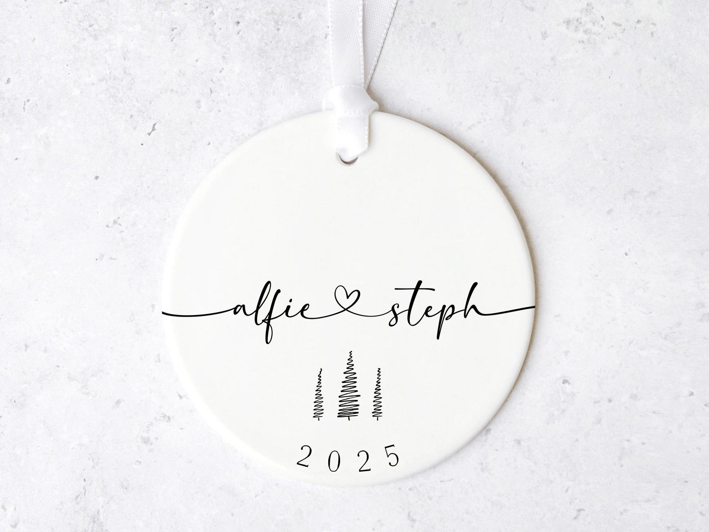 Couple Names Christmas Trees Ornament