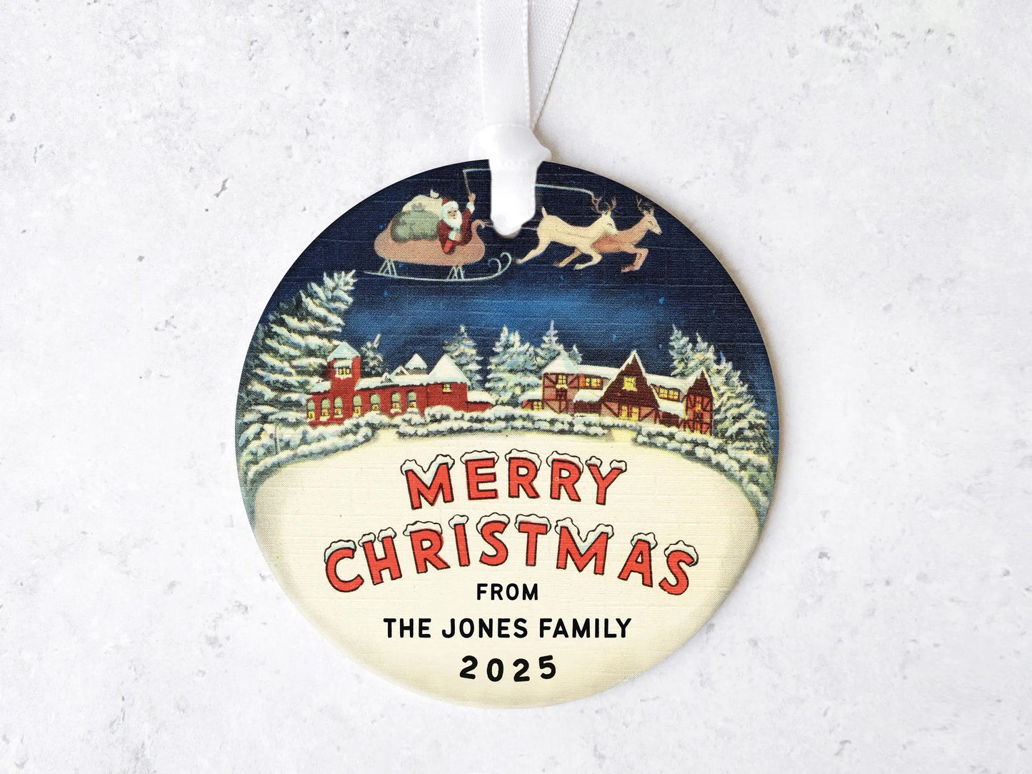 Retro Santa Family Ornament