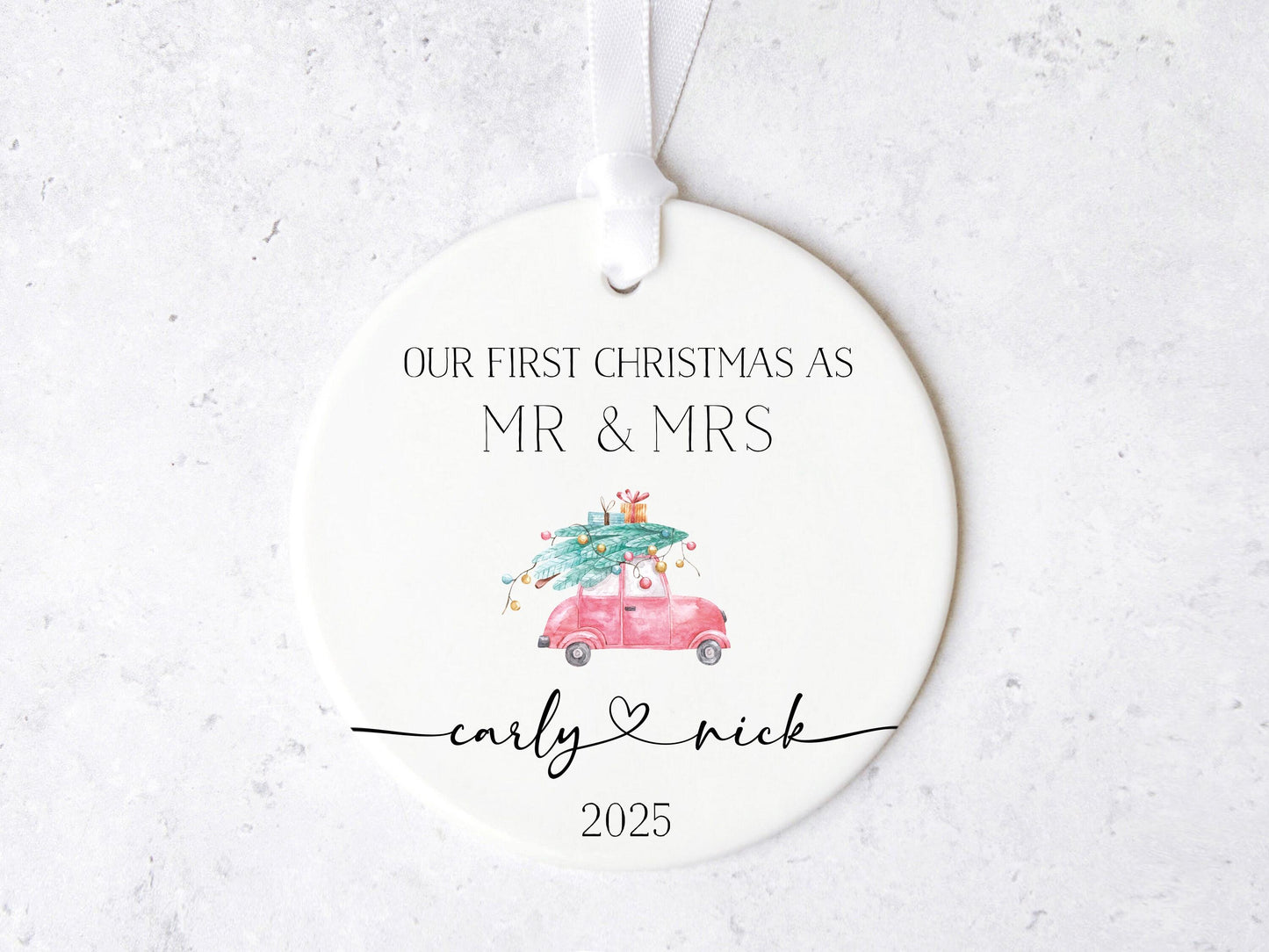 First Christmas as Mr & Mrs Car Ornament