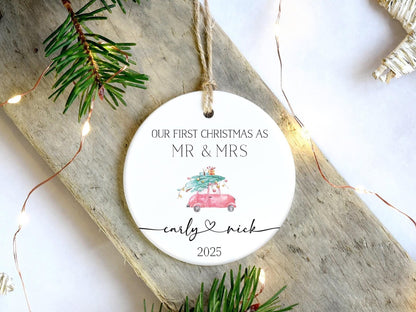 First Christmas as Mr & Mrs Car Ornament