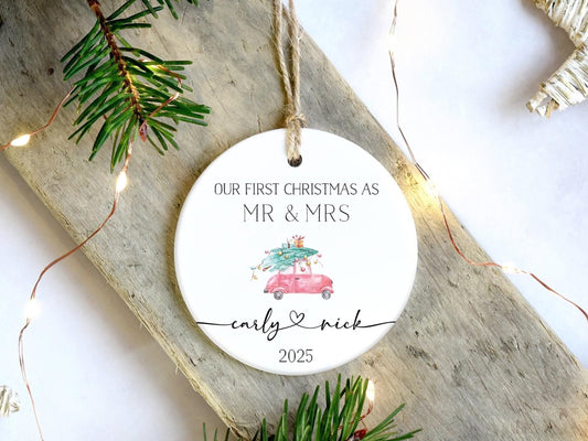 First Christmas as Mr & Mrs Car Ornament