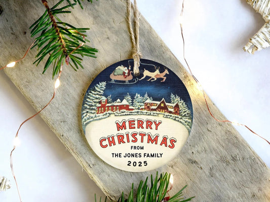 Retro Santa Family Ornament