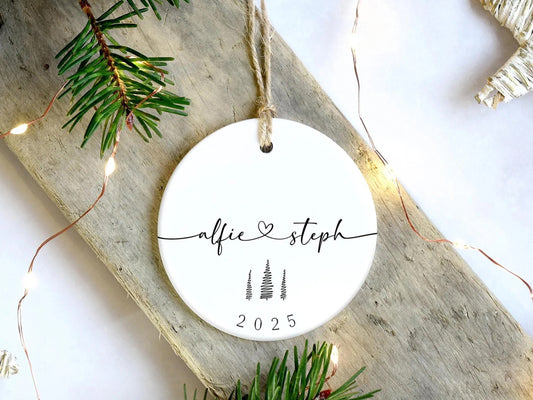 Couple Names Christmas Trees Ornament