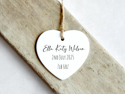 Baby Birth Stats Heart Ornament