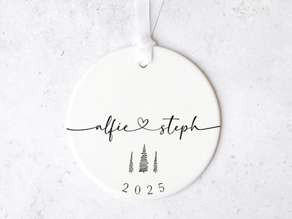 Couple Names Christmas Trees Ornament