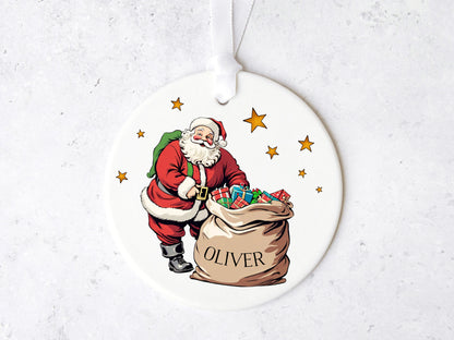 Retro Santa Name Ornament